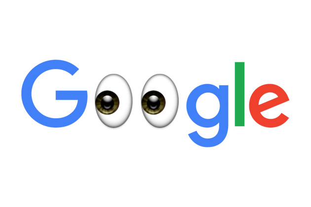 Google logo with eyeballs instead of O's